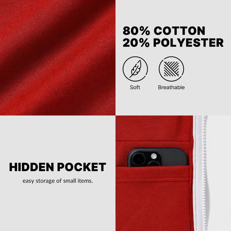 Ohoo Men's Zip Up Hoodie Lightweight Slim Fit Sweatshirt Full Zip Hooded Jacket / DCF002-RED-L - Image 5